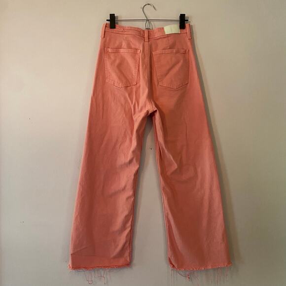 Pistola Women's size 29 Pink Flamingo Penny Wide Leg Cropped Jeans Frayed - Picture 7 of 14
